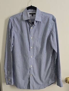 Banana Republic Blue and White Gingham Button-Down Shirt